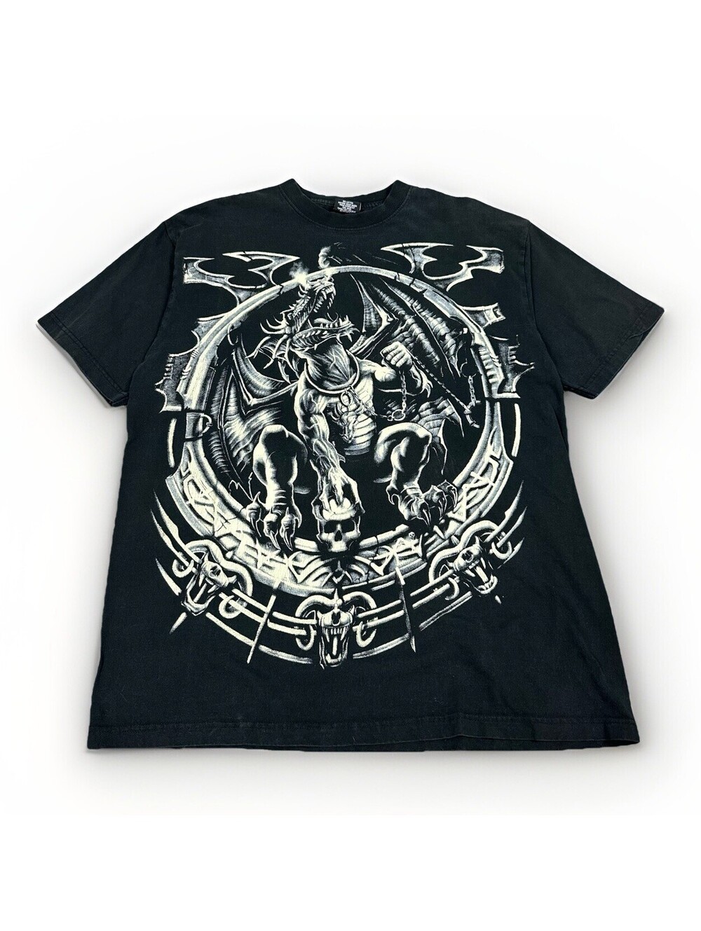VTG‎ 2001 Liquid Blue Style Dragon Catcher T-Shirt Men’s XL AOP Y2K Black grunge